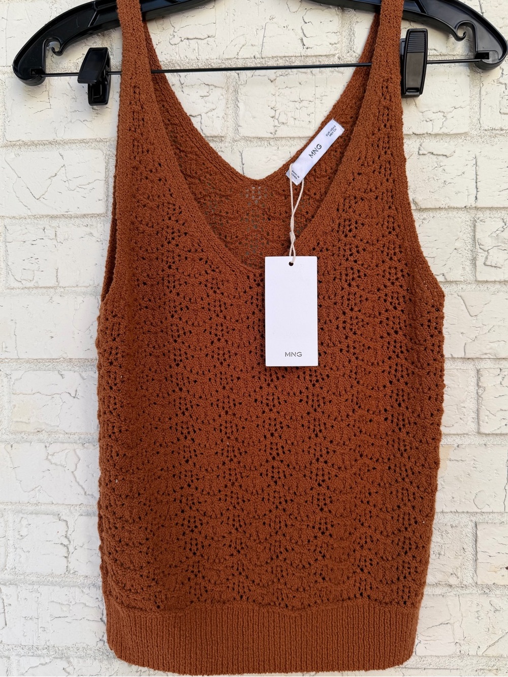 NWT MANGO Rust Crochet Open Knit Tank Top Size 4